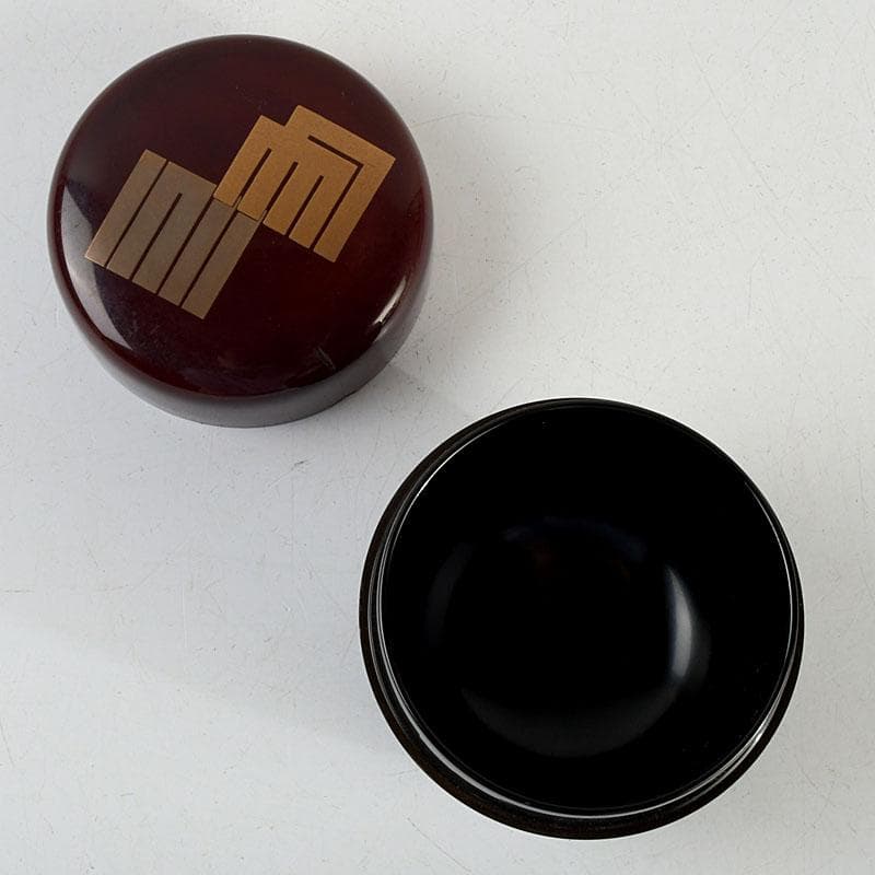 茶道具　山中塗　熊谷秀穂作　玄々斉好　溜塗　源氏棗　V　9436