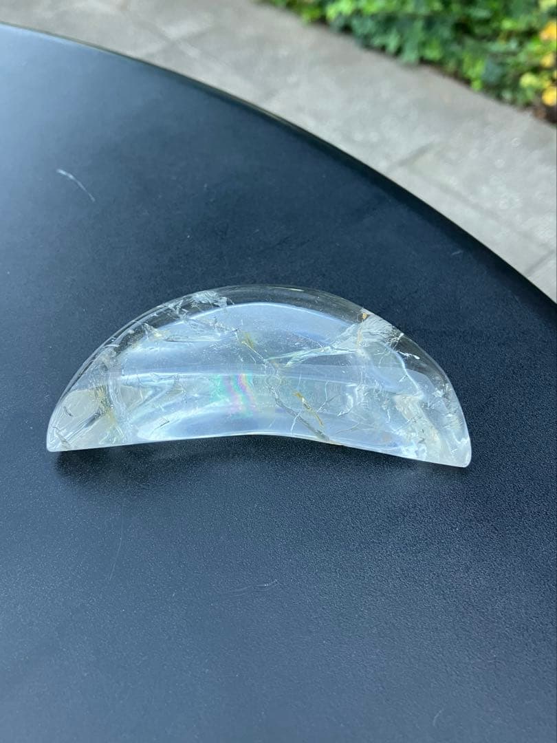 水晶　三日月　モチーフ　トレー　虹入り