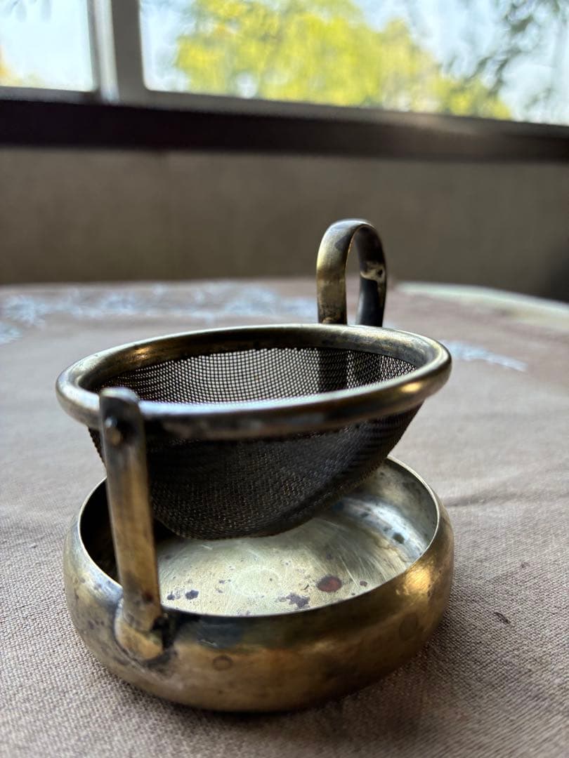 フランス　アンティーク　ティー　ストレーナー　真鍮　茶漉し　100年　レア