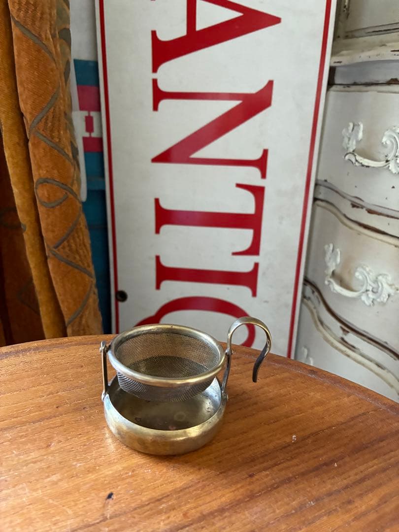 フランス　アンティーク　ティー　ストレーナー　真鍮　茶漉し　100年　レア
