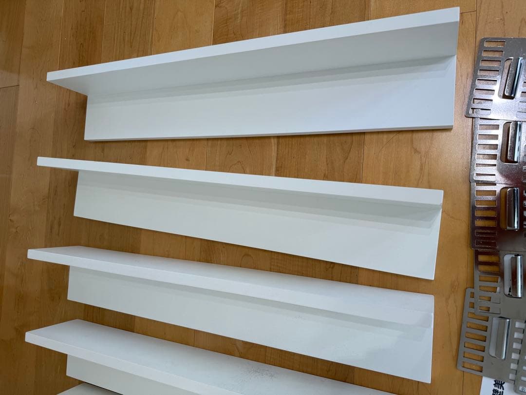 シェルティシリーズ 壁美人 L字 シェルフ ロング ホワイト5点セット