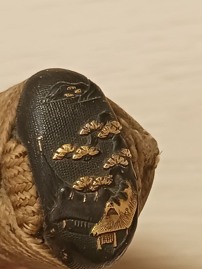 刀装具　武具　拵え　目貫　柄　本鮫皮 金象嵌　江戸時代前期