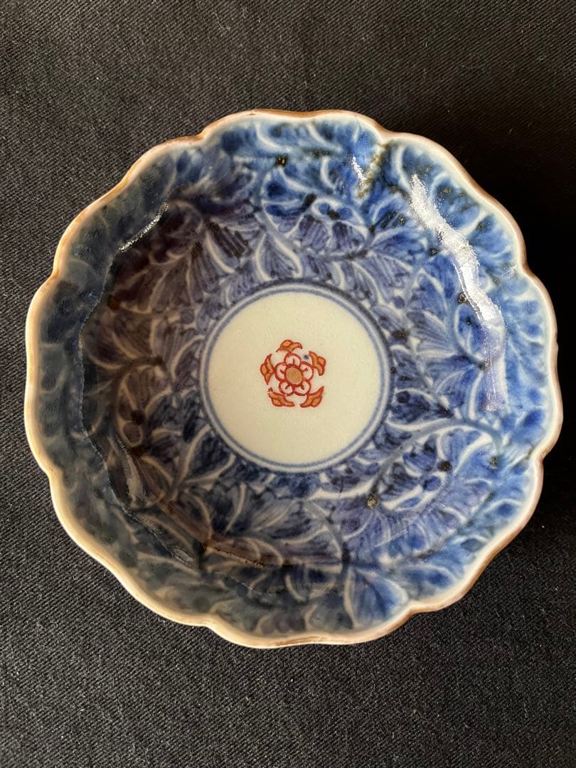 もう貴重！江戸中期 「成化年製」銘 小皿 2枚 天明6年頃比定 5弁花赤絵 金彩