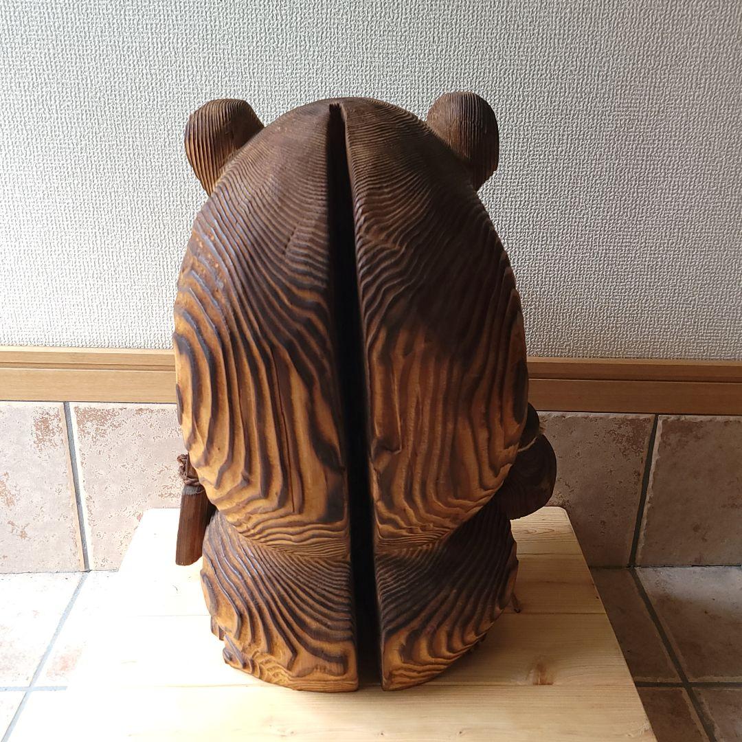 お宝☆木彫りのタヌキの置き物　超縁起物♪商売繁盛に！