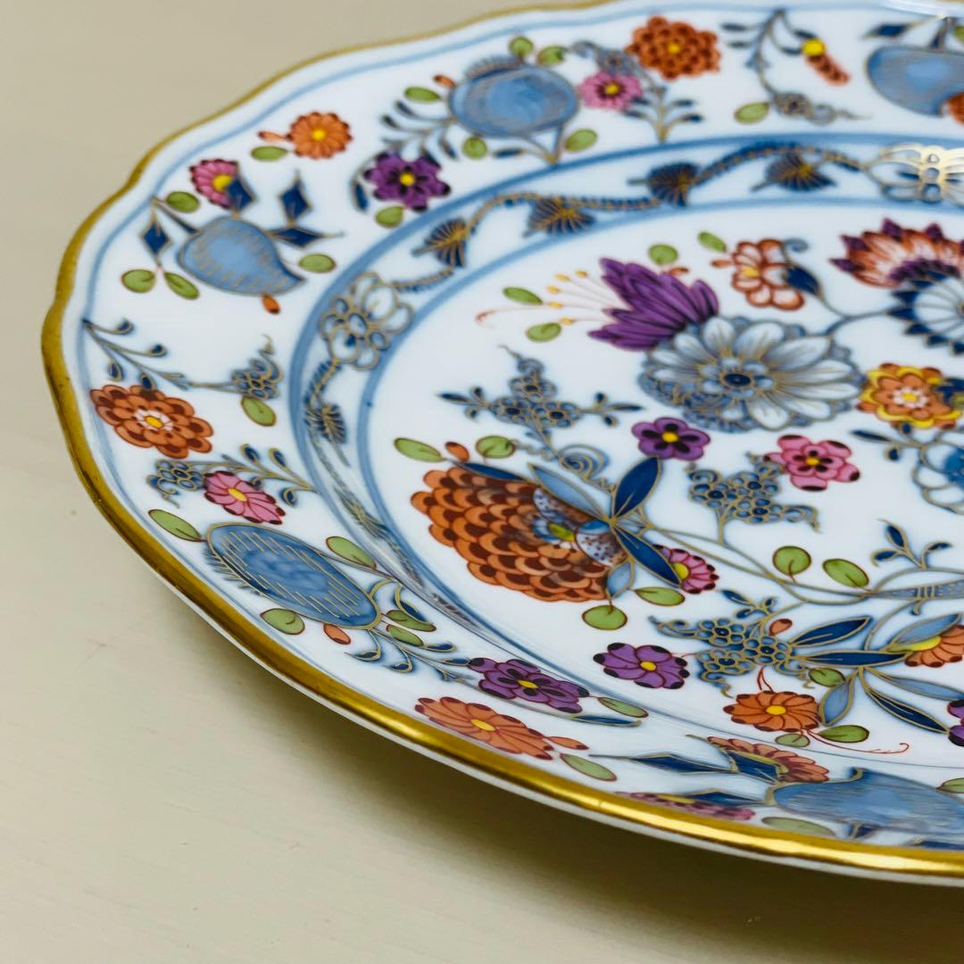 Meissen マイセン カラーオニオン 金彩 プレート ボタン剣 約24cm