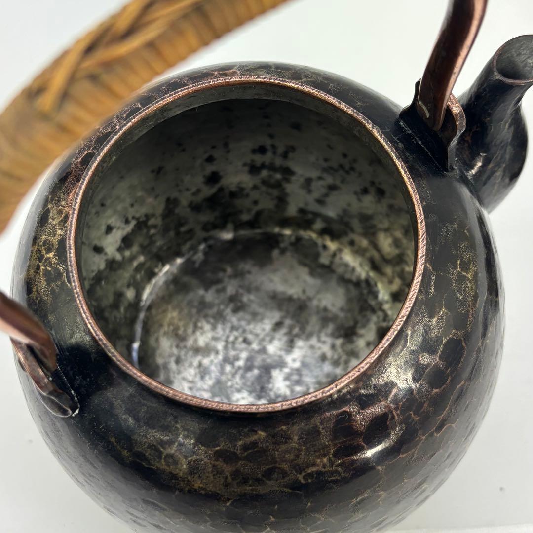 鎚起銅器 銅製急須 竹巻き取手