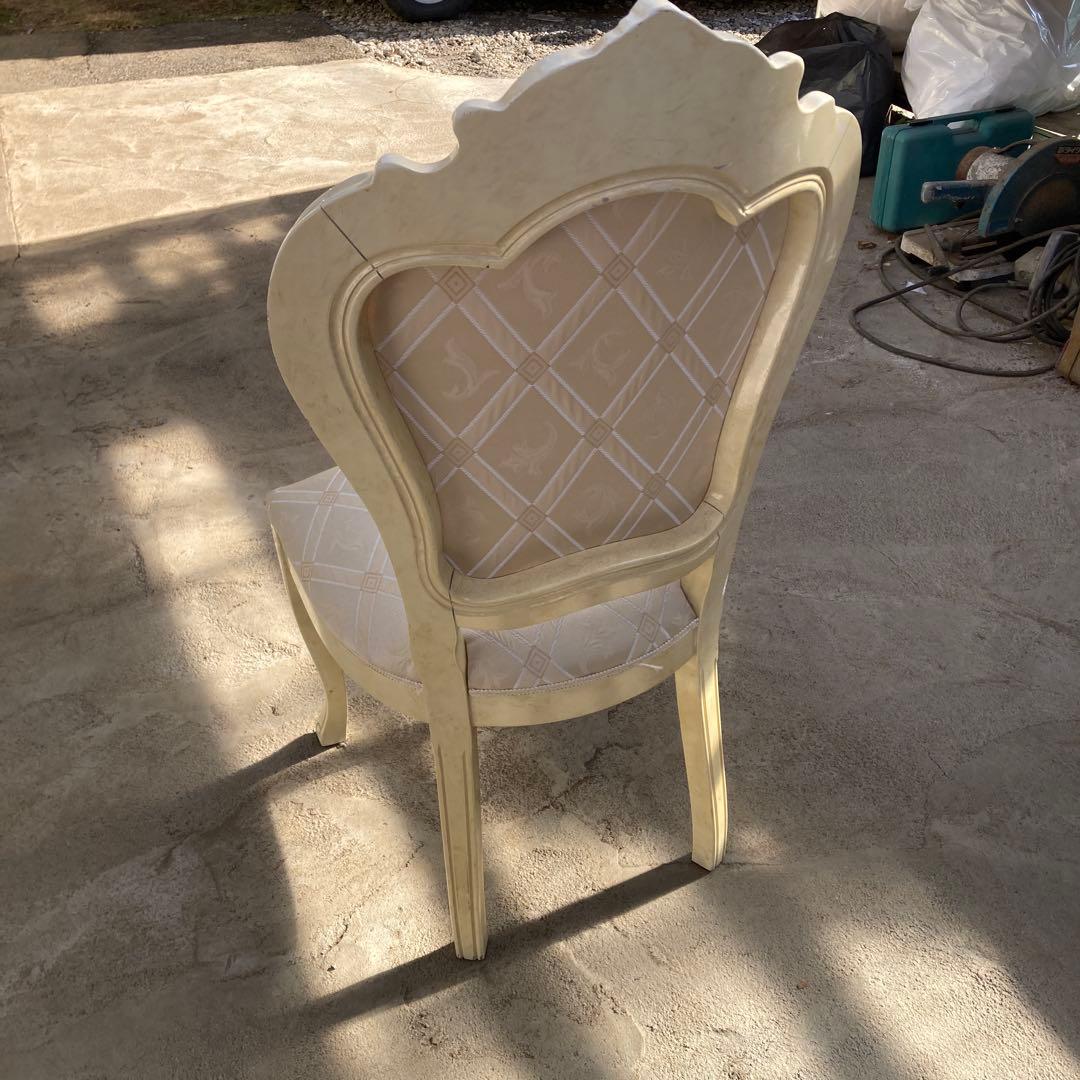 ほ*着様 白家具 猫脚 ダイニングチェア 布張り アンティーク調 A