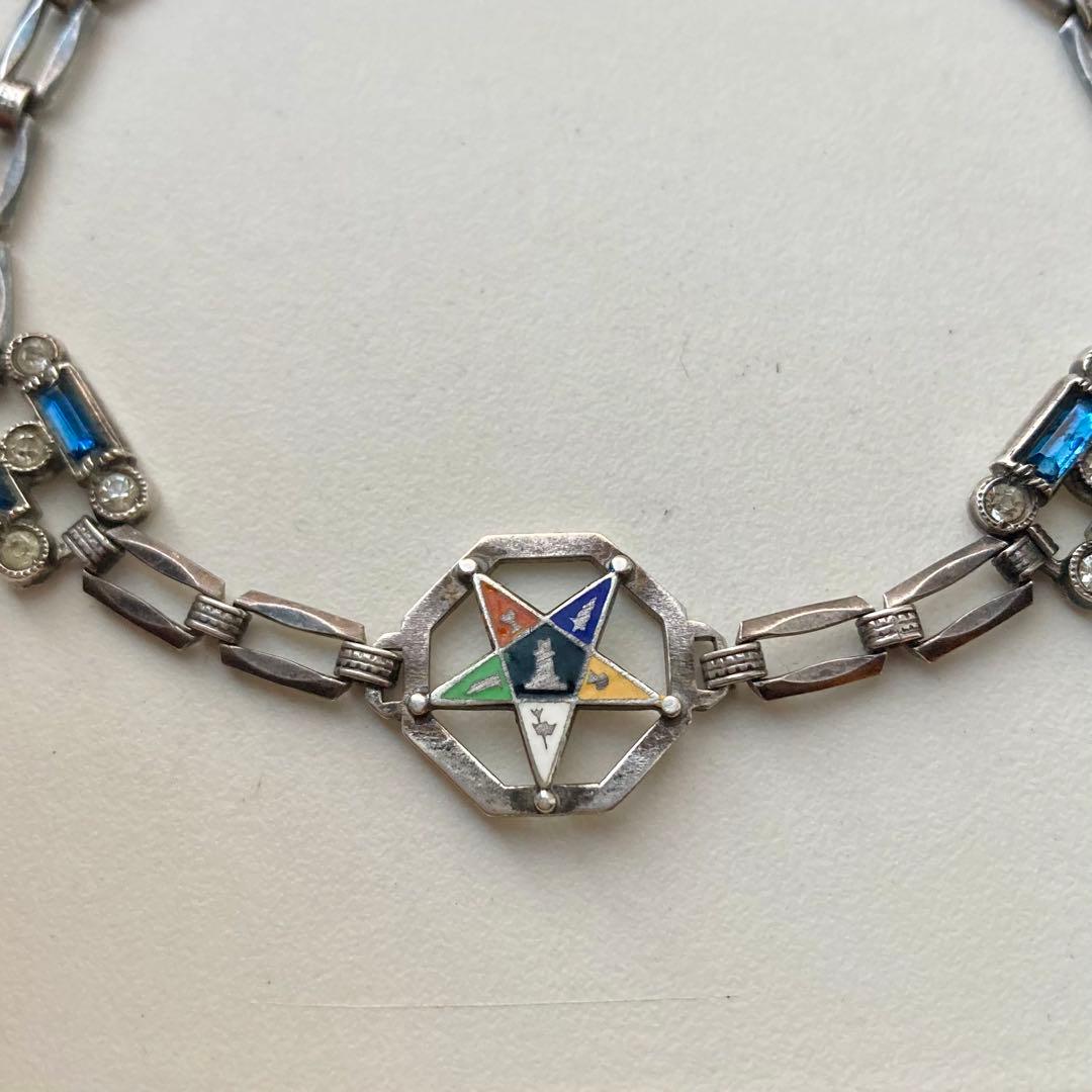 40s 50s USA製 フリーメイソン 逆五芒星 スターリング ブレスレット