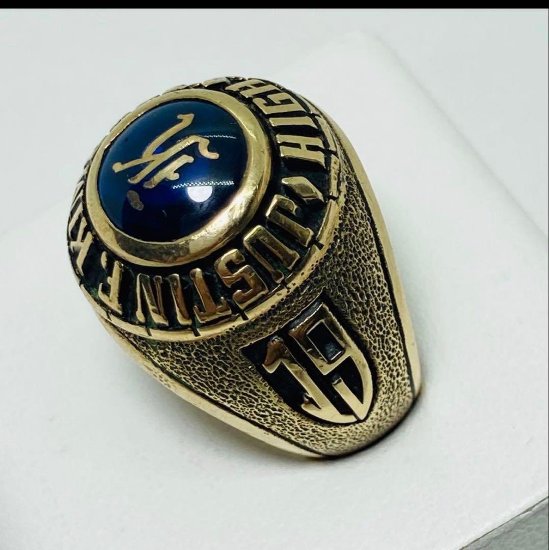 ヴィンテージ 10K 青石付 1973年 カレッジリング 16.6g サイズ18