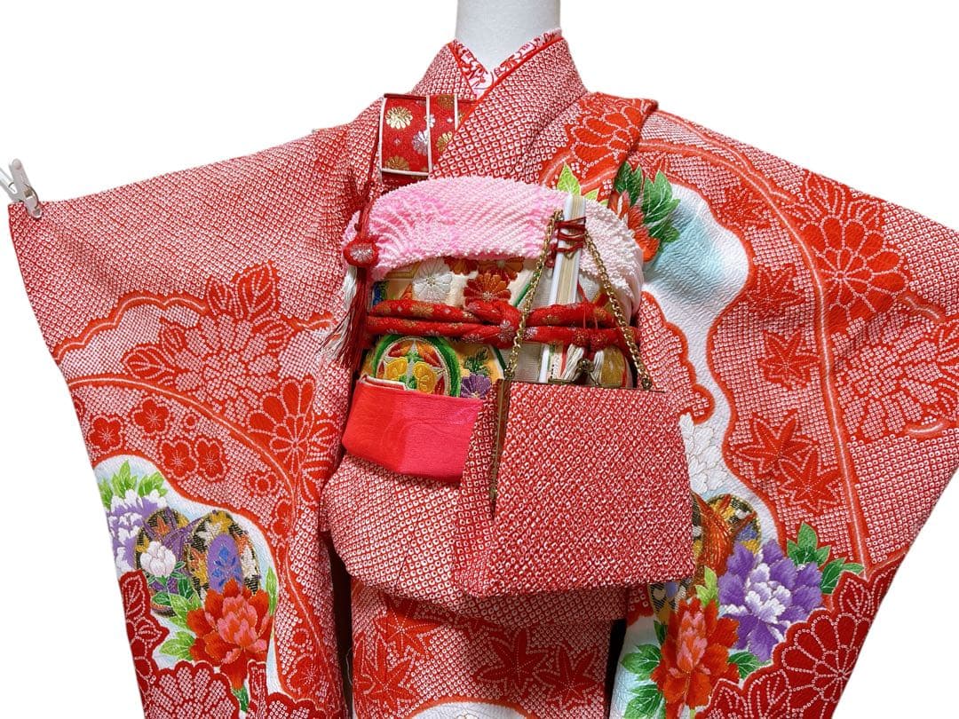 人気の鹿の子♡七五三　7歳　女の子　セット　一式　赤系