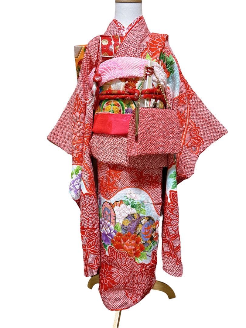 人気の鹿の子♡七五三　7歳　女の子　セット　一式　赤系