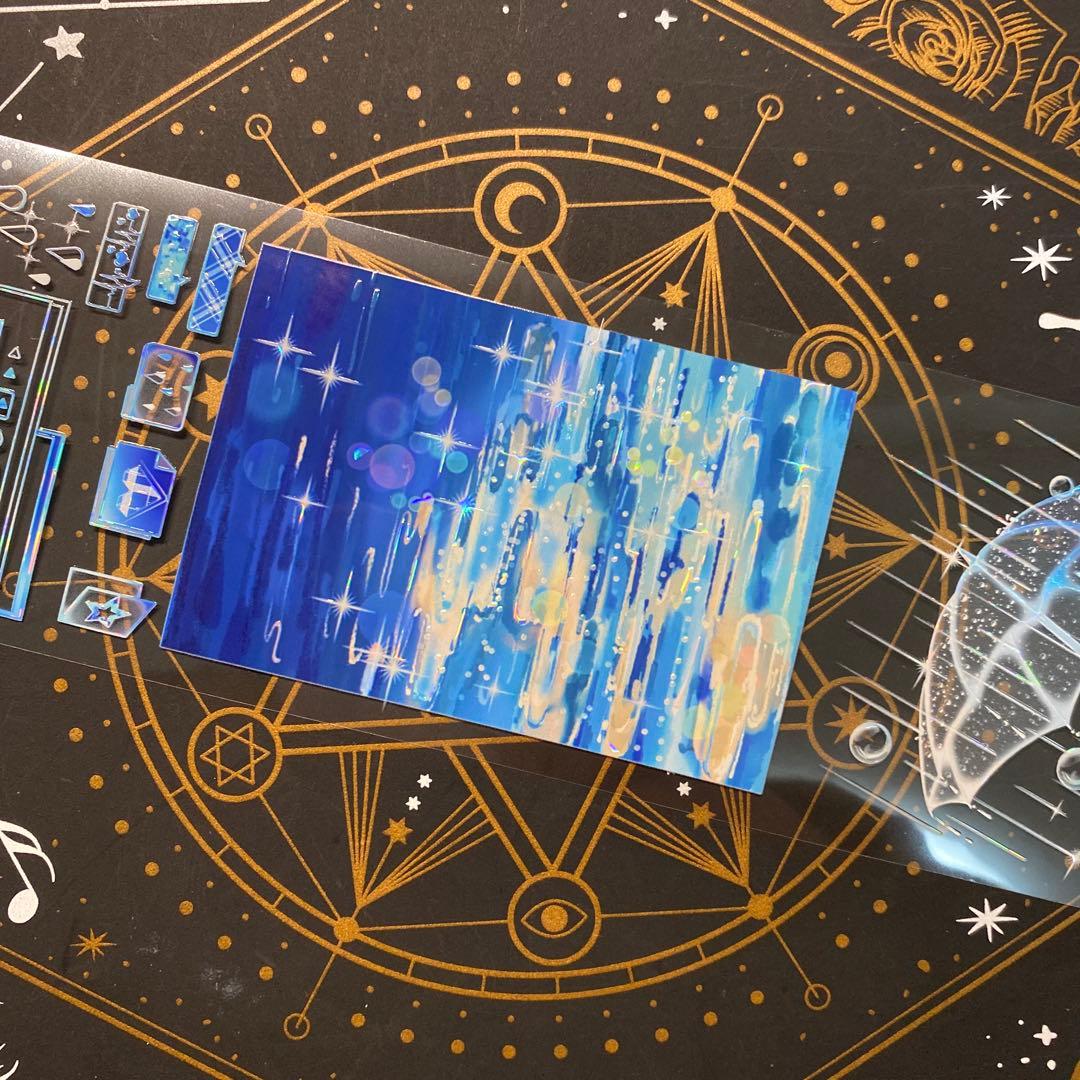 【9200】海外　マステ　中古巻　貝殻光マスキングテープ　雨　半透明　装飾系