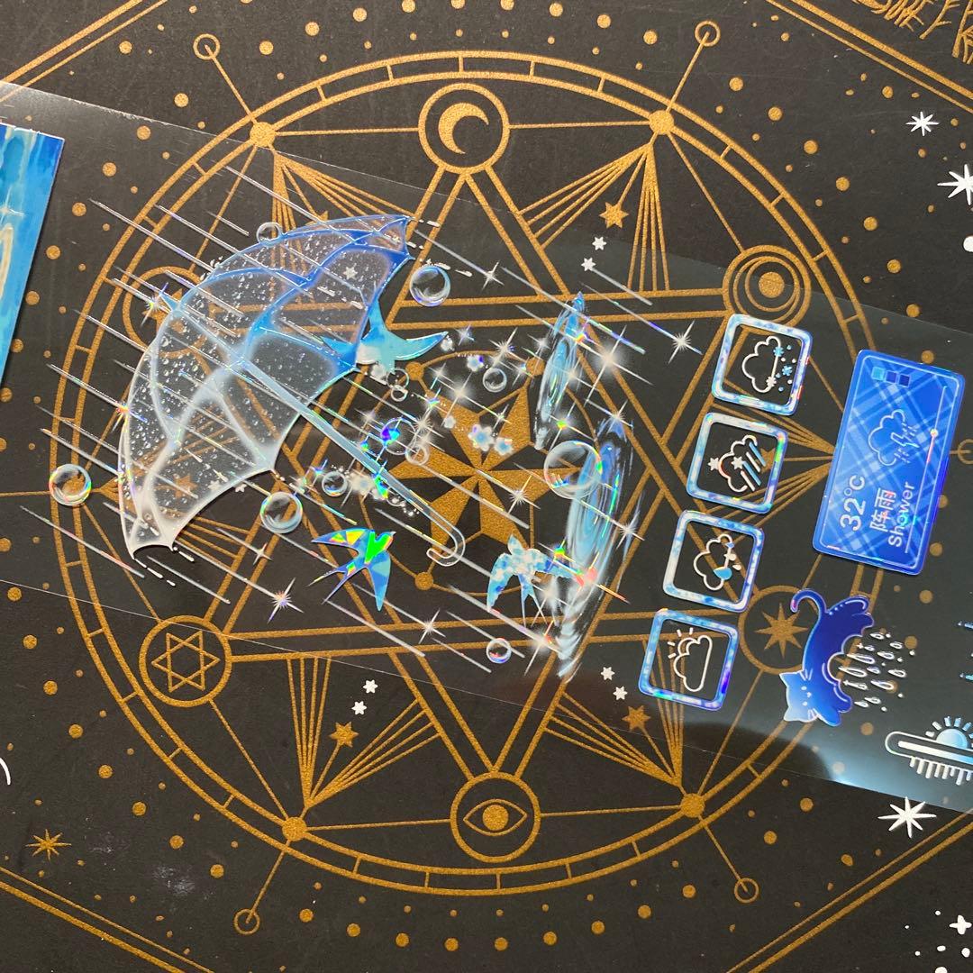 【9200】海外　マステ　中古巻　貝殻光マスキングテープ　雨　半透明　装飾系