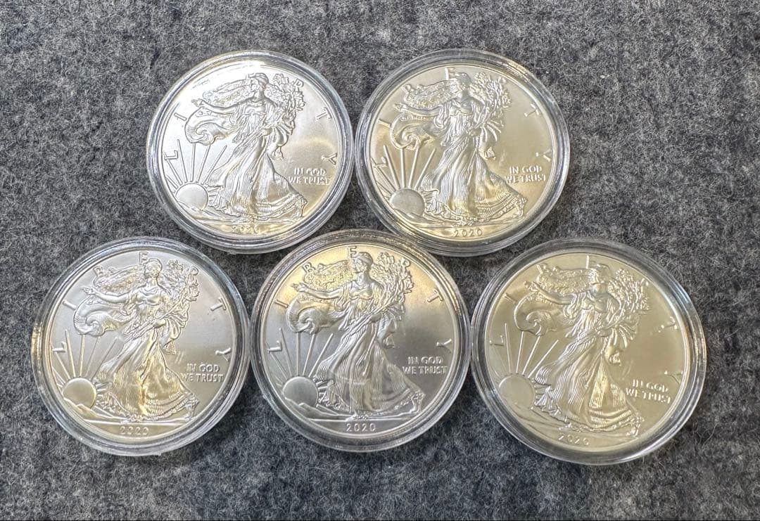 【はなちゃん】2020年【イーグル・ウォーキングリバティ】 純銀５枚セット