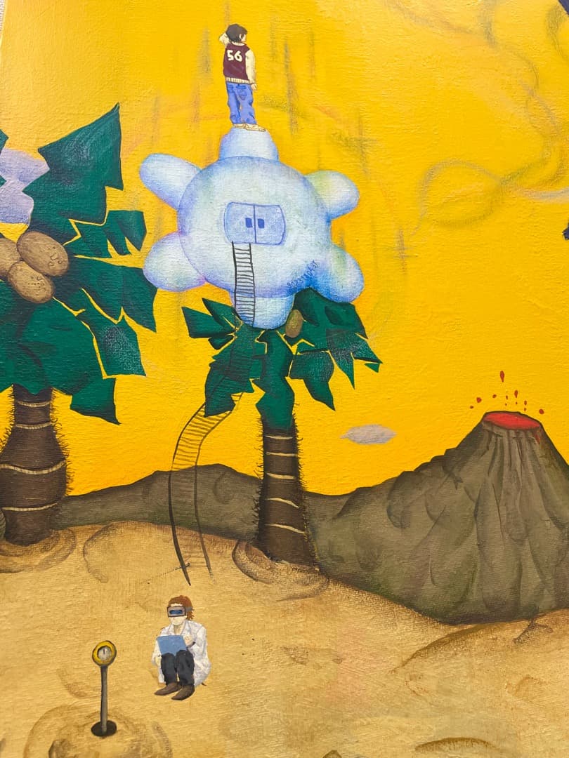 ◆値下げしました【真作】北條菜津子『未来からの来訪者』2008年 油彩 アクリル