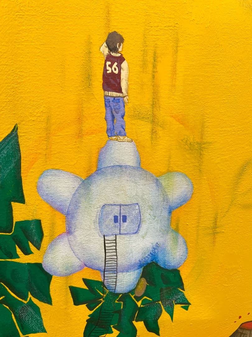 ◆値下げしました【真作】北條菜津子『未来からの来訪者』2008年 油彩 アクリル