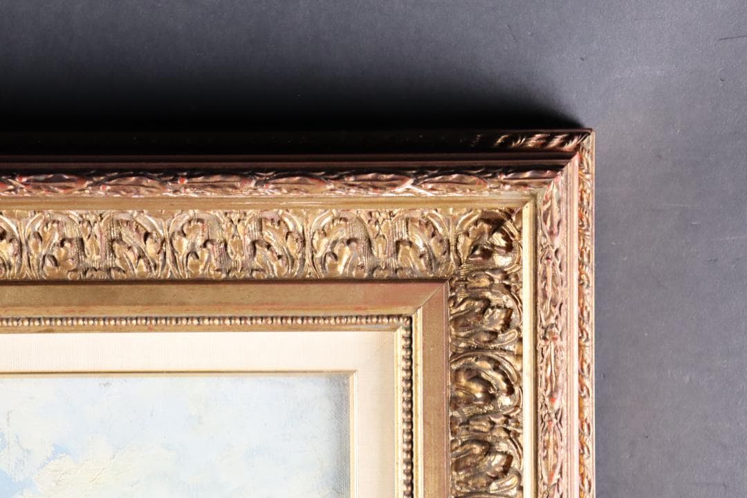 真作保証 19世紀古画 Charles-HenriQuinet 風景画油彩10号