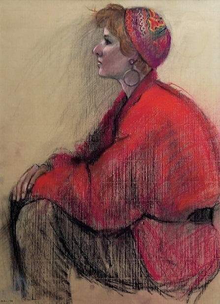 ハンガリー人の画家が描いたパステル画、サインがあるが読めません。М15号位の大作