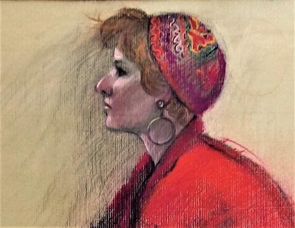 ハンガリー人の画家が描いたパステル画、サインがあるが読めません。М15号位の大作