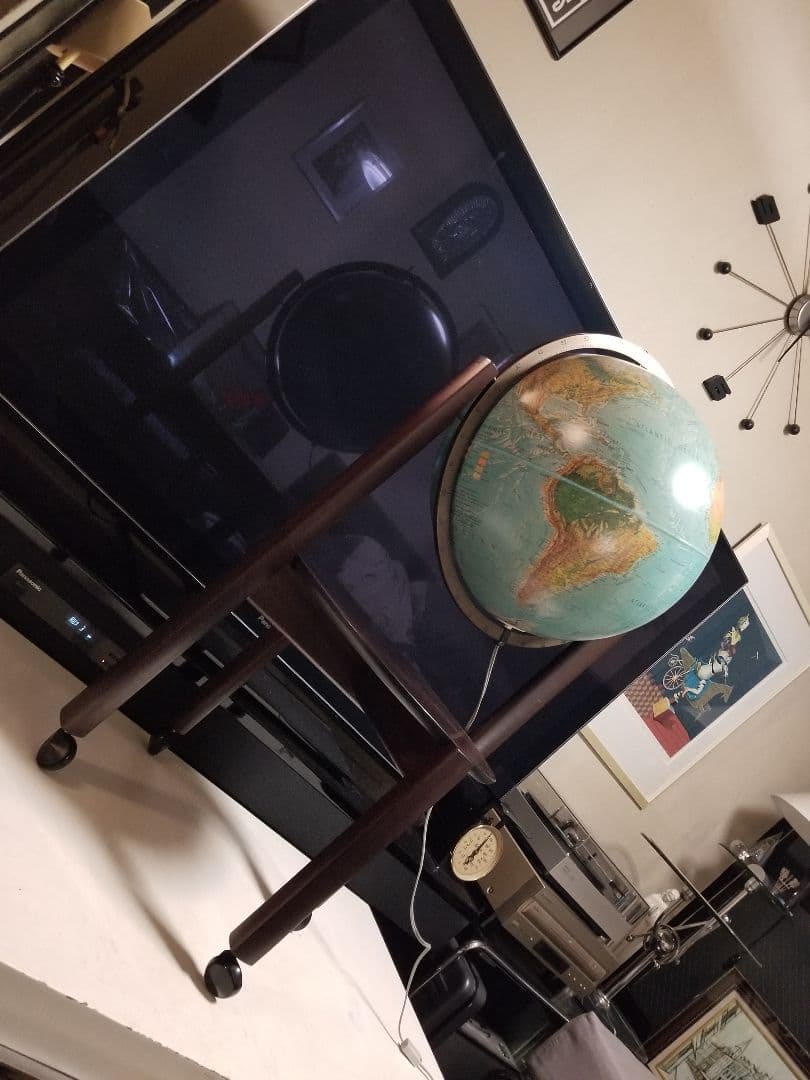 レア　北欧　デンマーク製　スキャングローブ社　木製　地球儀　ウッド　ランプ