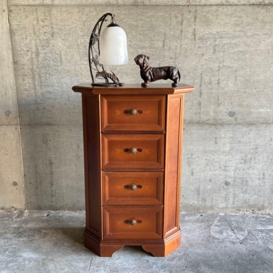 チェスト キャビネット カウンター 飾り台 置物台 木製 象嵌 家具 レトロ