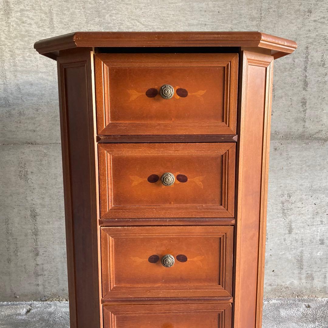 チェスト キャビネット カウンター 飾り台 置物台 木製 象嵌 家具 レトロ