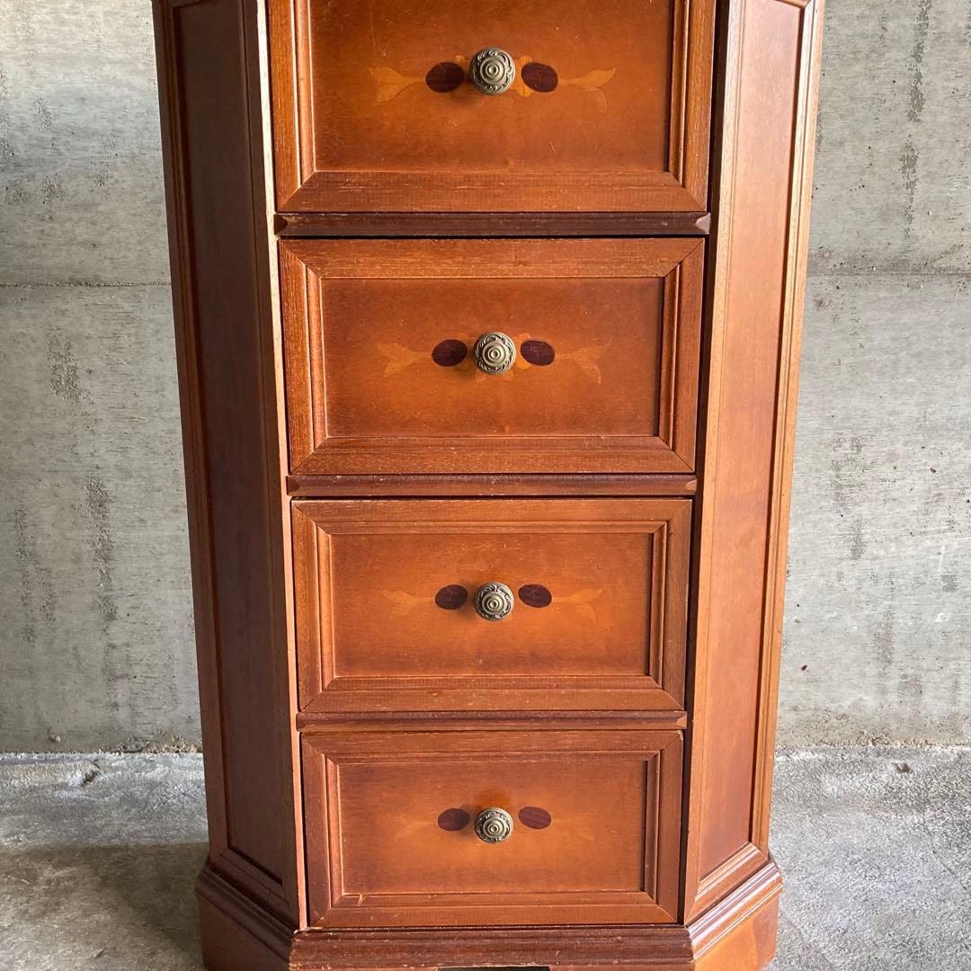 チェスト キャビネット カウンター 飾り台 置物台 木製 象嵌 家具 レトロ