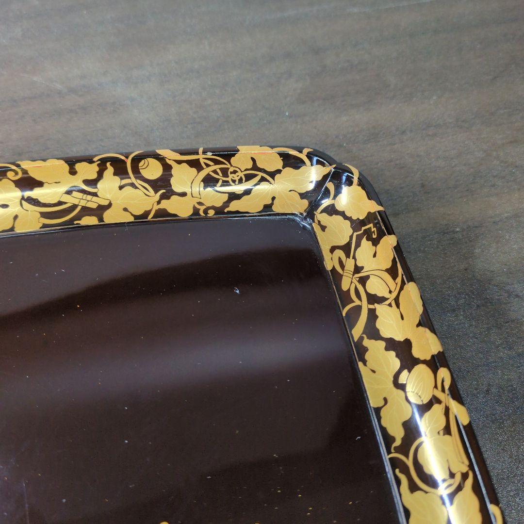 T*i様 時代 金銀蒔絵 宝尽し唐草文 足付き 盆 五客