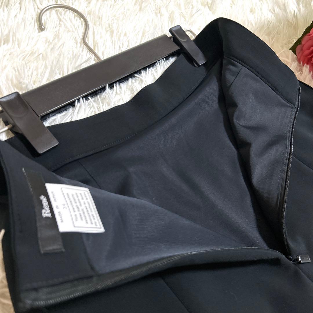 極美品✨ルネ 2022年モデル 秋冬に◎ミモレ丈 パール タック スカート 34