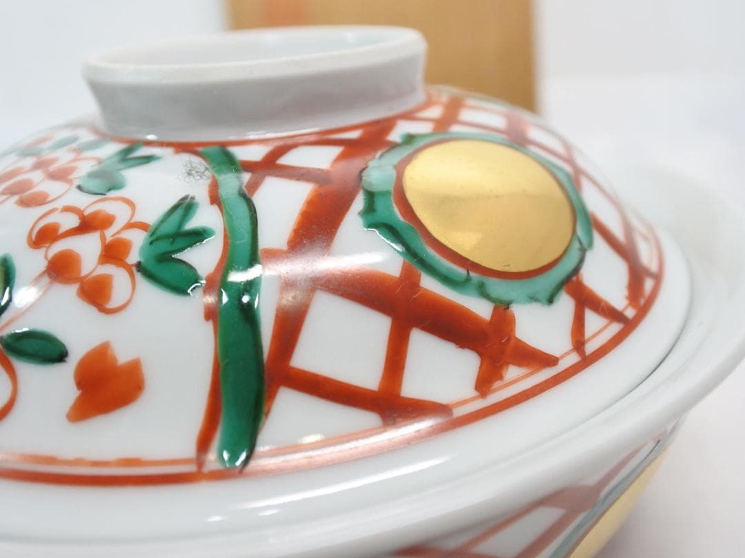 未使用 人間国宝 加藤卓男 幸兵衛窯 呉須赤絵蓋向付 5客揃