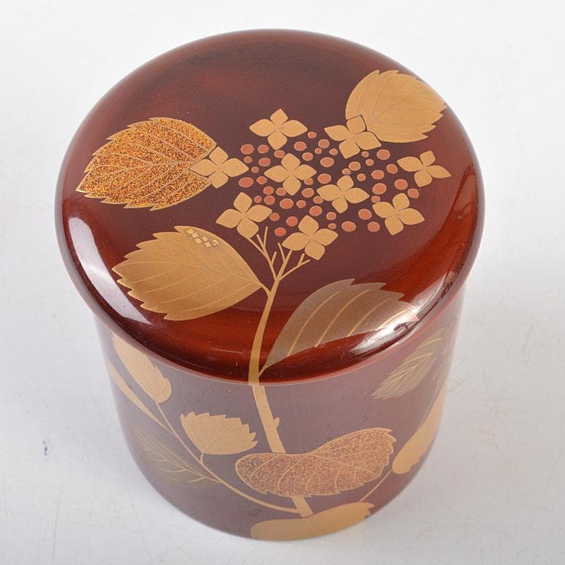 茶道具　中村宗伊作　紫陽花蒔絵　寸切茶器　共箱　V　R5459