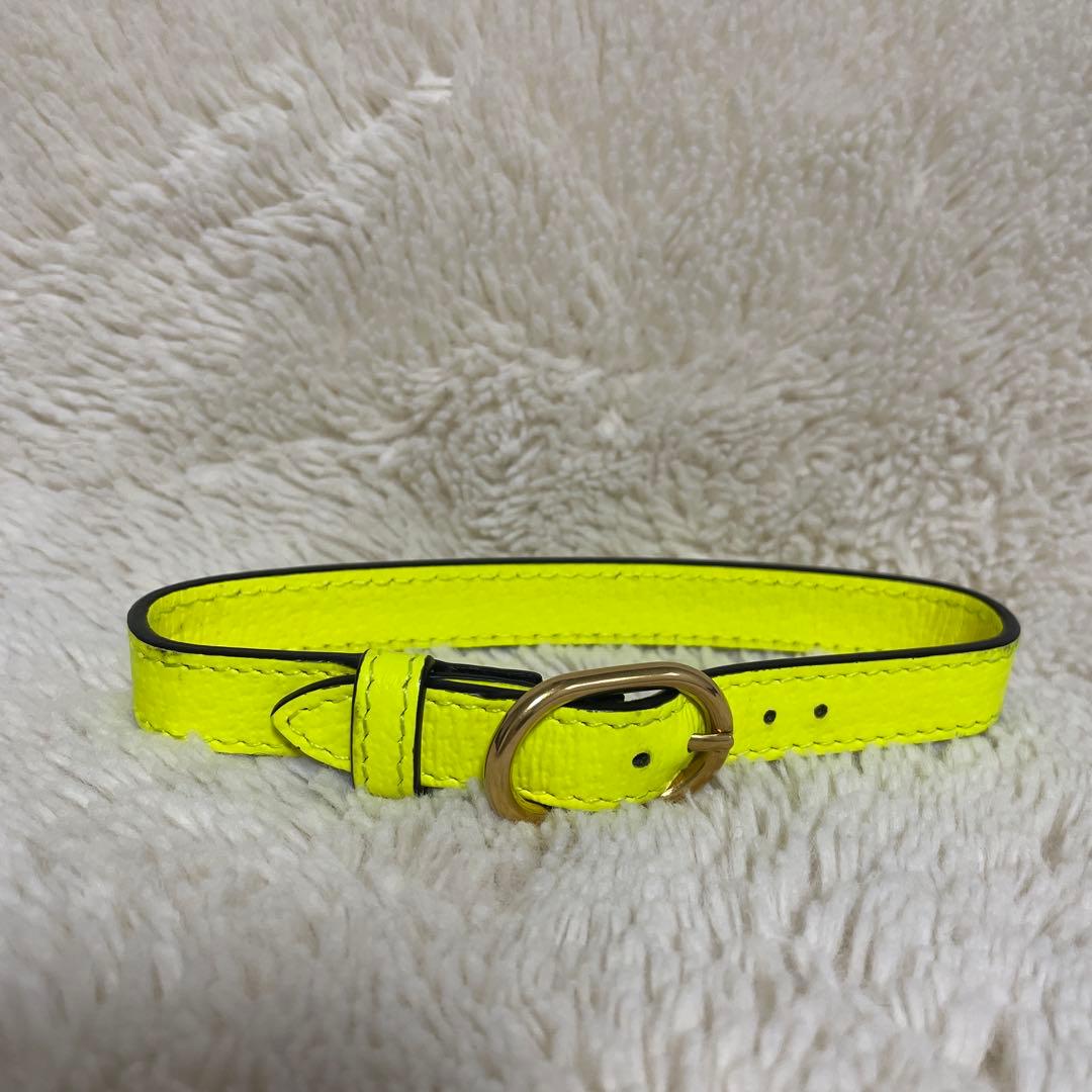 美品　GUCCI ネオンイエロー レザー　首輪　ダイアナ