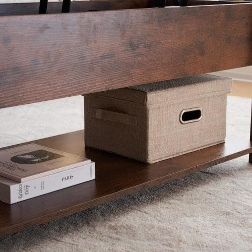 ローテーブル 収納付き センターテーブル 天板昇降式 天板2倍展開可能 大容量