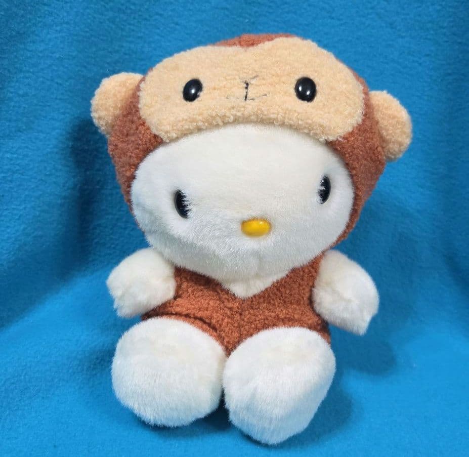 激レア☆ハローキティ☆お猿さんの被りものぬいぐるみ＆ボールチェーンマスコット
