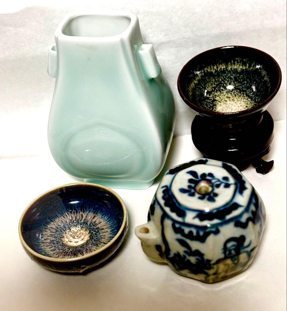 中国窯变養盞、青花水滴（民国时期）、影青筆筒（故宫博物院製）