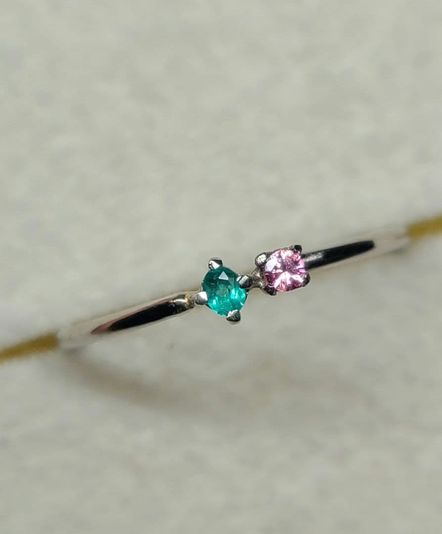 ★バターリャパライバトルマリン&パパラチアサファイアリングPt900★