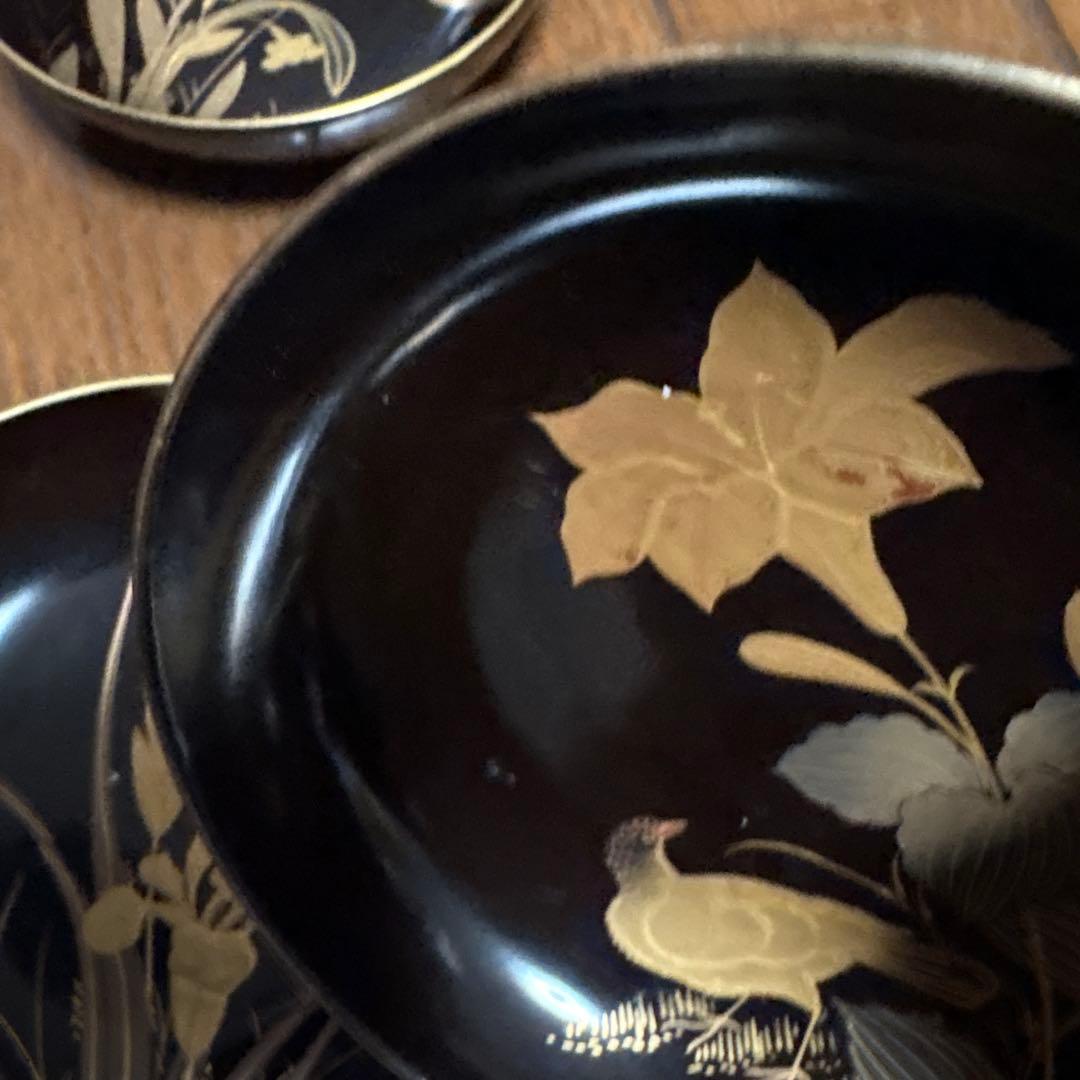 特別出品　アンティーク蒔絵が素敵な菓子皿10枚　鳥と花　風情あり　茶道具