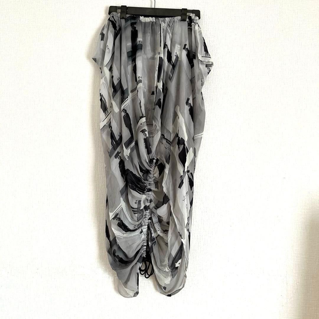 リミフウ　写真プリント　グレー ブラック スカート