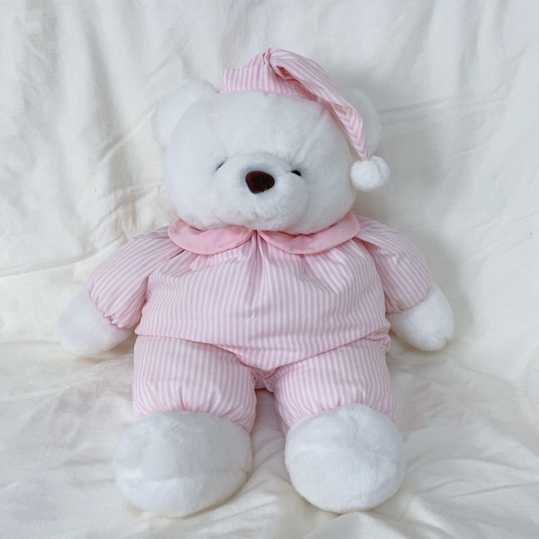 vintage ストライプパジャマのbigクマぬいぐるみ