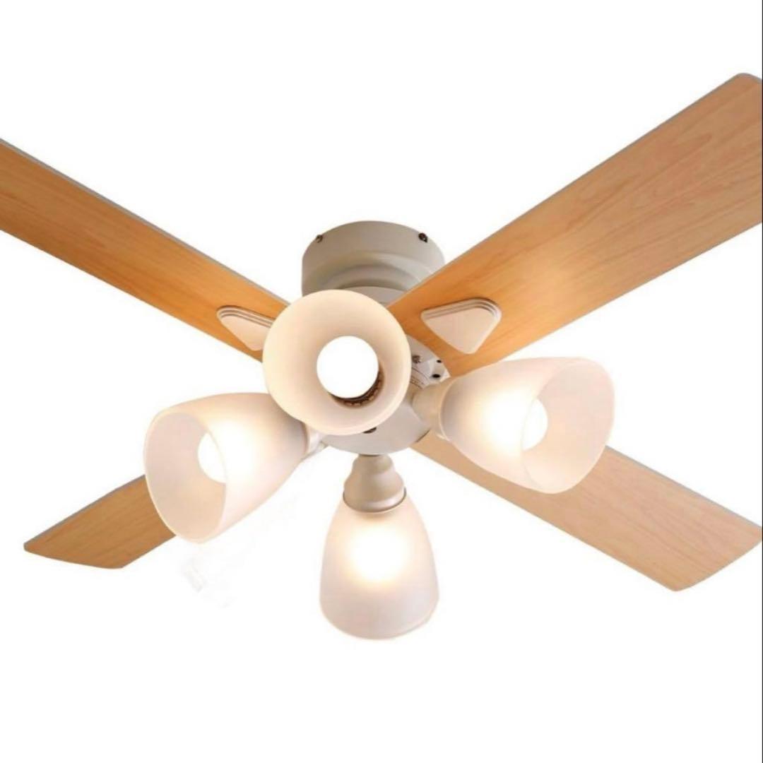 【未使用】LOWYA シーリングファンライト　ラスボルタ4灯 照明　ナチュラル