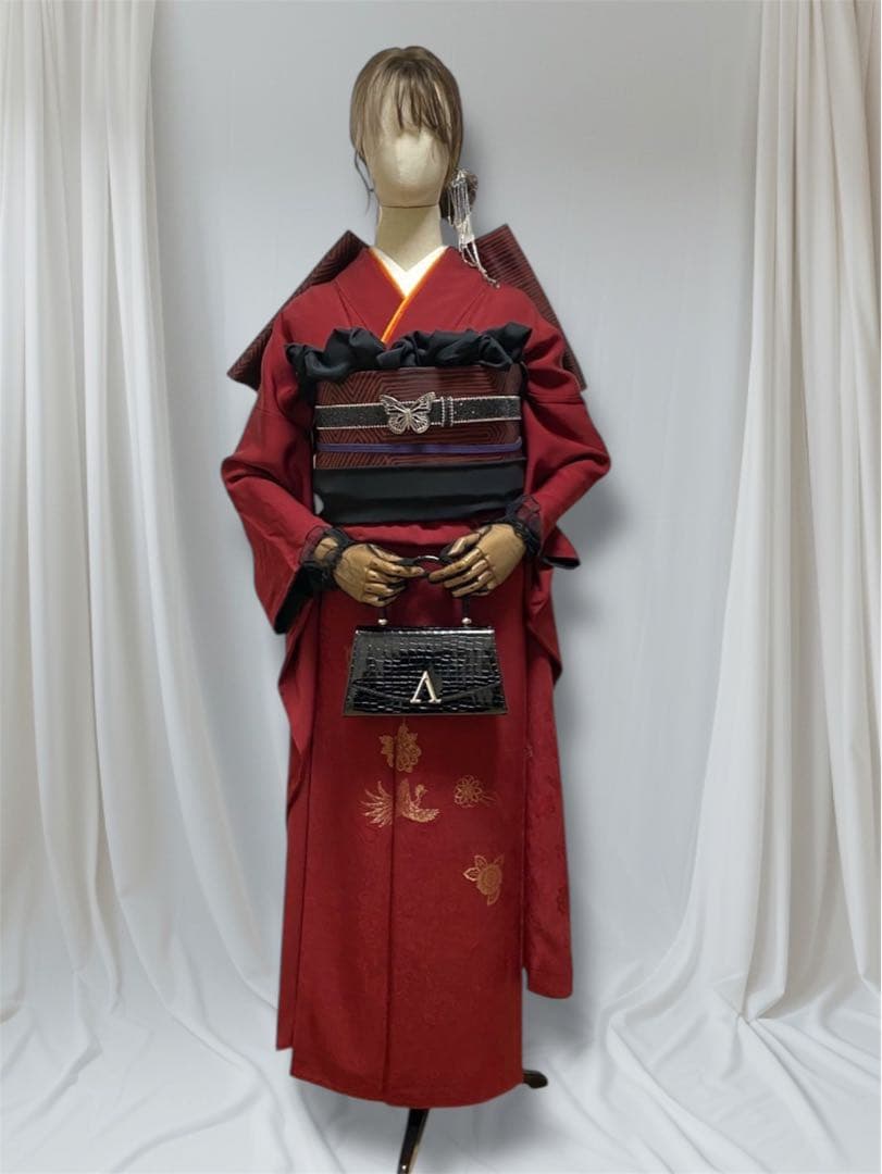 本日限定価格！！振袖フルセット 山本寛斎 小物フルセット 赤 レッド