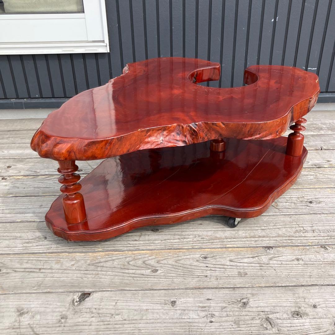 昭和レトロ 一枚板 お座敷ワゴン ポットワゴン 木製 古家具 サイドテーブル