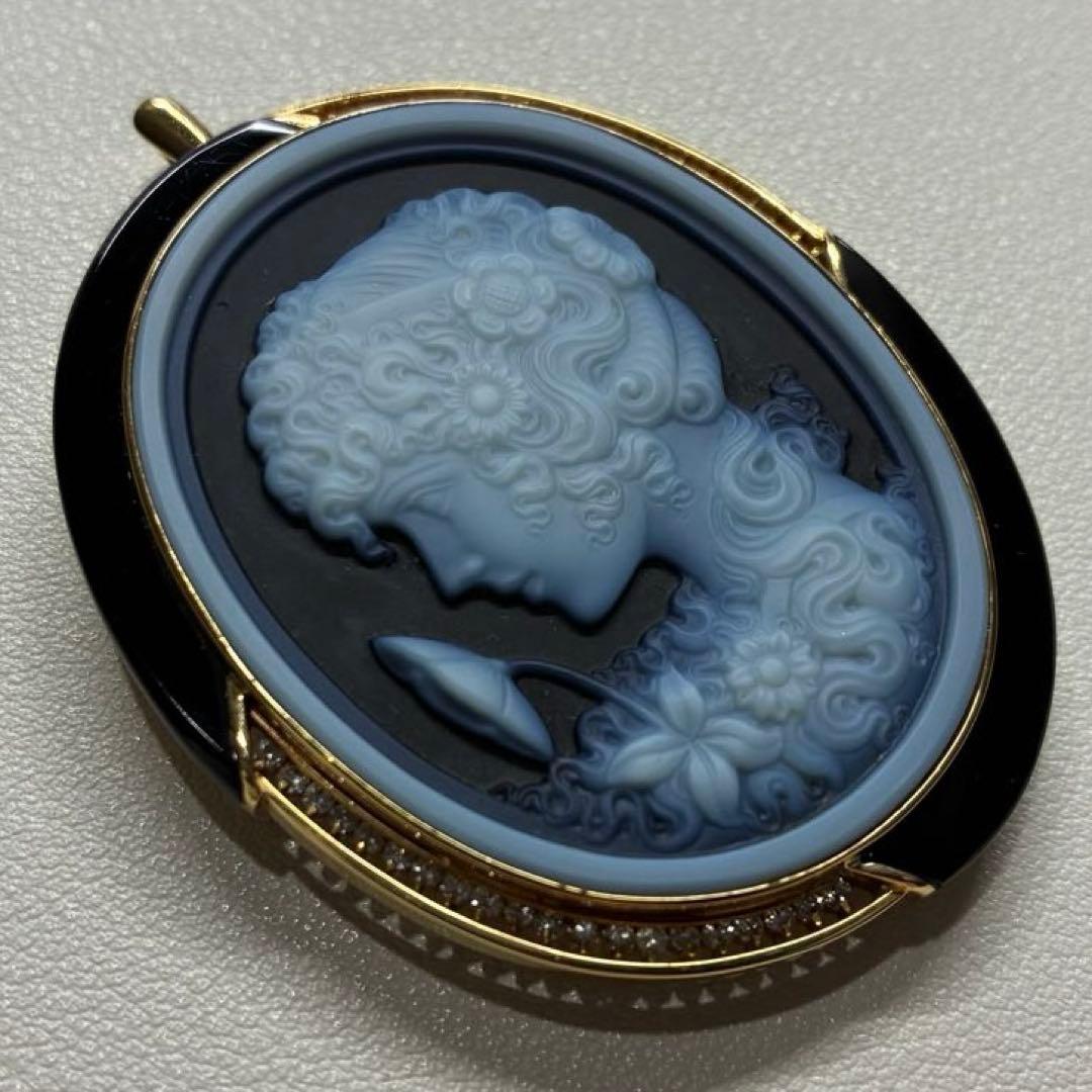 Schmidt作 カメオ ブローチ ネックレストップ K18 0.64 約28g