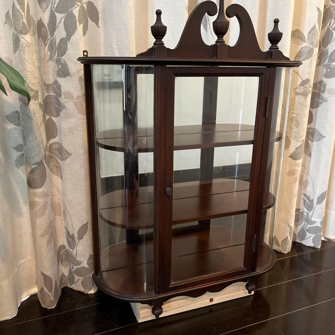 最終価格　FERGUSON アンティーク家具　木製ガラスキャビネット3段棚付き