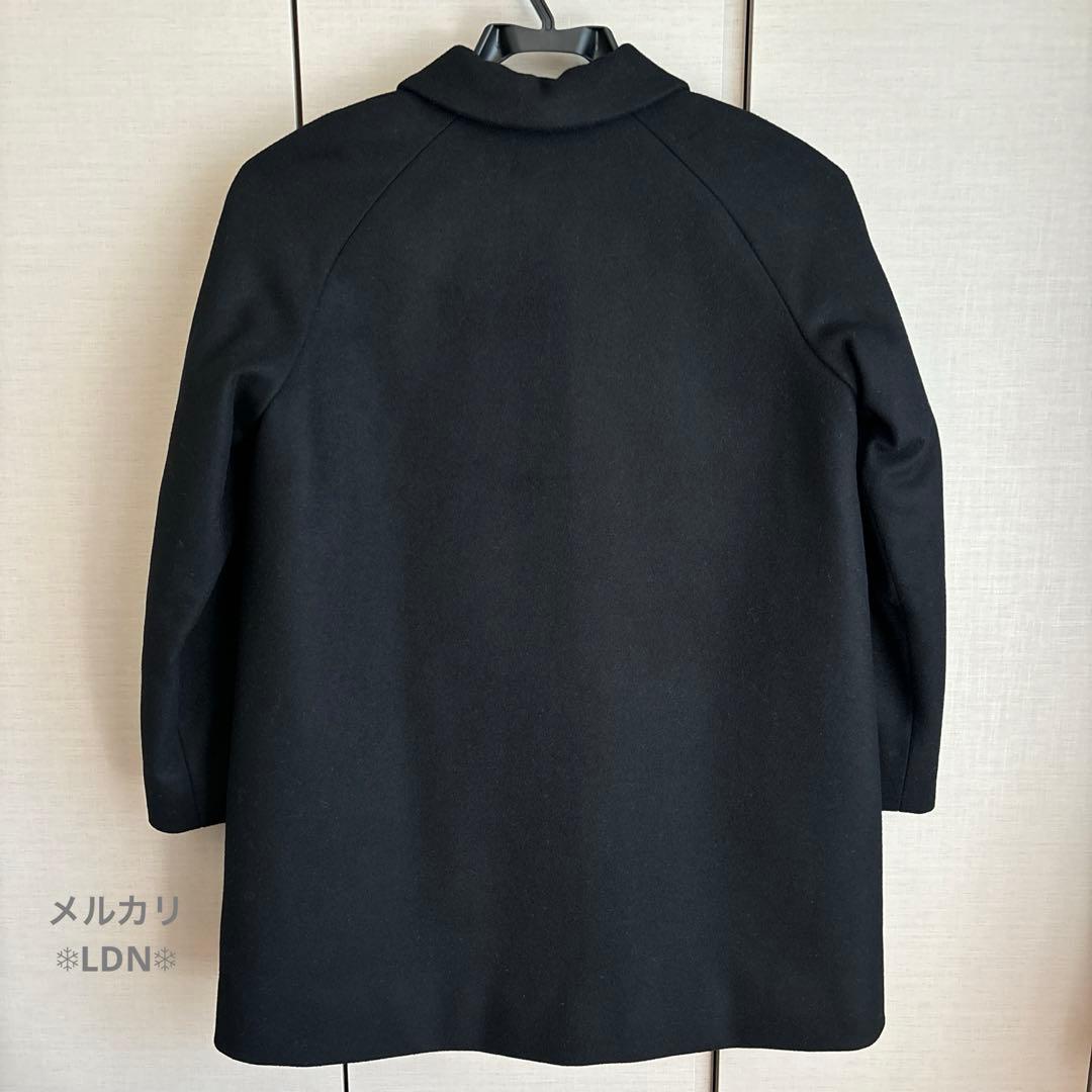 バーバリーロンドン エンベリッシュト メルトンウール スウィングコート 140黒