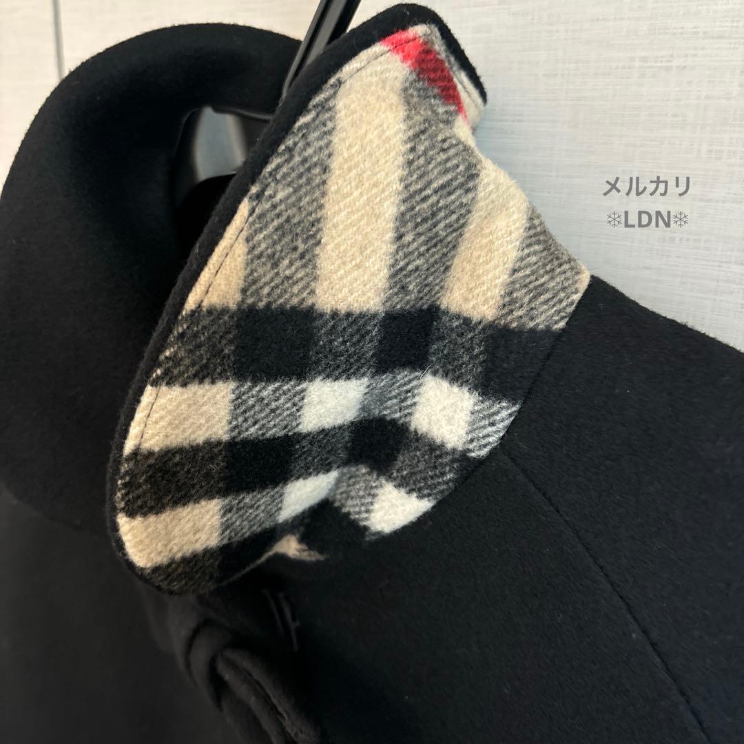 バーバリーロンドン エンベリッシュト メルトンウール スウィングコート 140黒