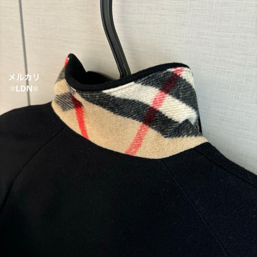 バーバリーロンドン エンベリッシュト メルトンウール スウィングコート 140黒