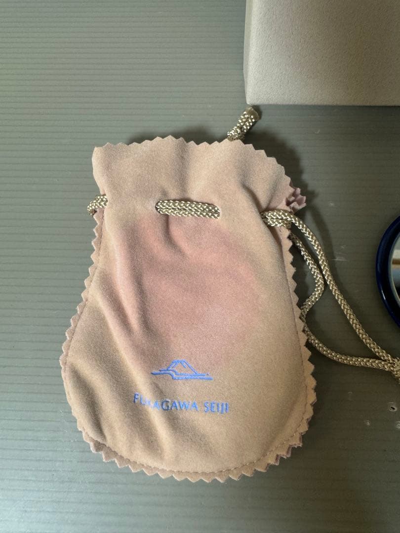 2550 深川製磁　瑠璃地金彩桜　手鏡　未使用