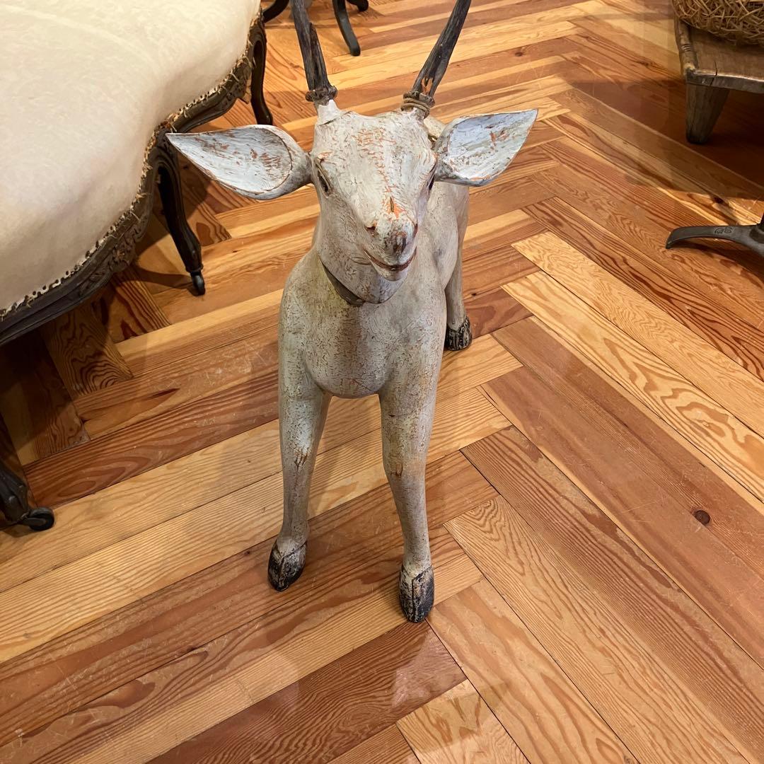アンティークディア　白鹿　トナカイオブジェ