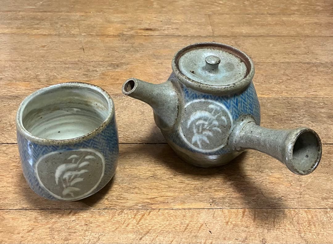 人間国宝 島岡達三　急須と湯呑みセット